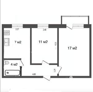 2-к квартира, вторичка, 44м2, 5/5 этаж