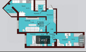 3-к квартира, вторичка, 82м2, 4/16 этаж