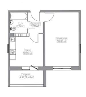 1-к квартира, вторичка, 39м2, 5/17 этаж