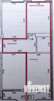 1-к квартира, вторичка, 46м2, 12/17 этаж