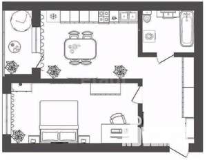 1-к квартира, вторичка, 53м2, 1/19 этаж