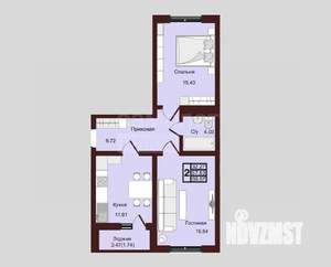 2-к квартира, вторичка, 60м2, 10/16 этаж