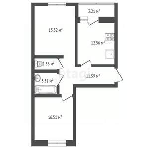 2-к квартира, вторичка, 58м2, 17/18 этаж