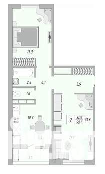 3-к квартира, вторичка, 62м2, 8/19 этаж