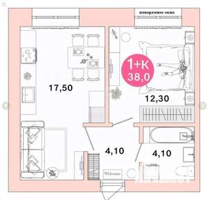 2-к квартира, вторичка, 38м2, 4/4 этаж