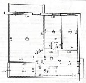 3-к квартира, вторичка, 126м2, 3/12 этаж