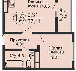1-к квартира, вторичка, 37м2, 11/18 этаж