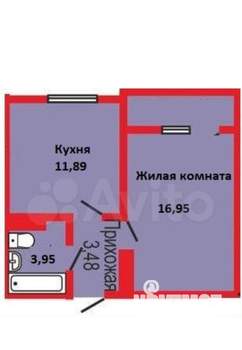 1-к квартира, вторичка, 37м2, 5/19 этаж