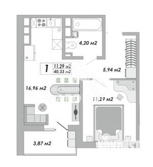 1-к квартира, вторичка, 40м2, 11/15 этаж
