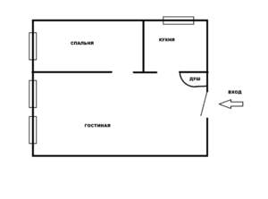 2-к квартира, вторичка, 38м2, 2/2 этаж