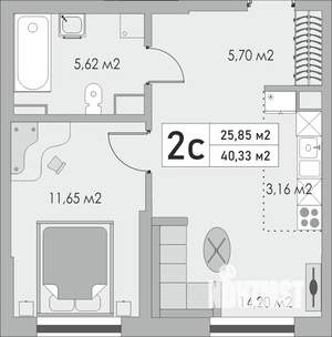 2-к квартира, вторичка, 40м2, 2/9 этаж
