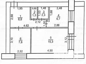 2-к квартира, вторичка, 42м2, 1/12 этаж