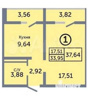 1-к квартира, вторичка, 37м2, 11/17 этаж
