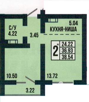 2-к квартира, вторичка, 39м2, 10/17 этаж