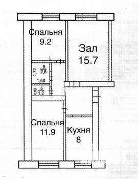 3-к квартира, вторичка, 56м2, 1/5 этаж