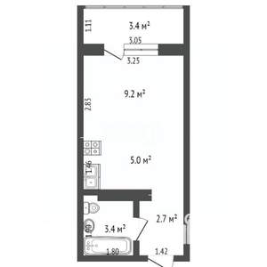 Студия квартира, вторичка, 24м2, 9/19 этаж