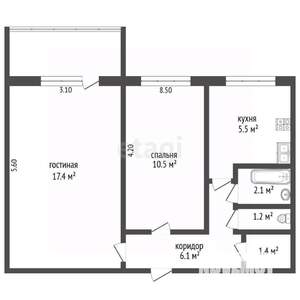 2-к квартира, вторичка, 44м2, 3/5 этаж