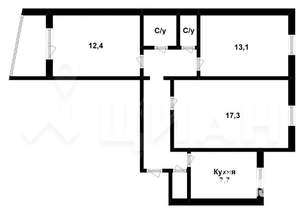 3-к квартира, вторичка, 78м2, 6/10 этаж