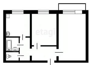 2-к квартира, вторичка, 50м2, 6/9 этаж