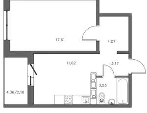 2-к квартира, вторичка, 42м2, 2/20 этаж