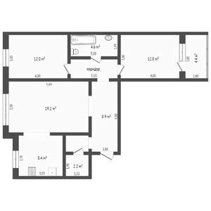 3-к квартира, вторичка, 65м2, 6/9 этаж