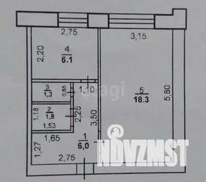 1-к квартира, вторичка, 34м2, 5/9 этаж