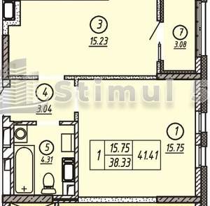 1-к квартира, вторичка, 41м2, 3/17 этаж