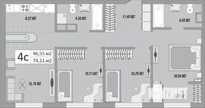 4-к квартира, строящийся дом, 78м2, 1/9 этаж