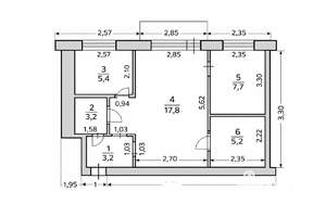 3-к квартира, вторичка, 42м2, 5/5 этаж
