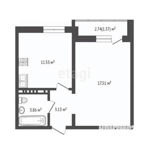 1-к квартира, вторичка, 37м2, 17/17 этаж