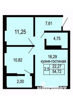2-к квартира, вторичка, 55м2, 4/18 этаж