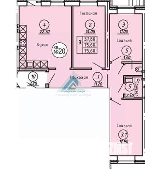 3-к квартира, вторичка, 75м2, 1/5 этаж