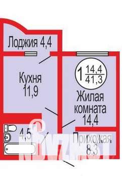 1-к квартира, вторичка, 42м2, 2/17 этаж