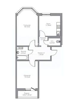 2-к квартира, вторичка, 62м2, 11/17 этаж
