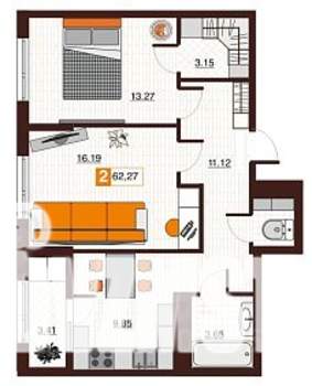 2-к квартира, вторичка, 62м2, 11/17 этаж