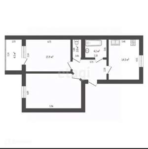 2-к квартира, вторичка, 71м2, 3/3 этаж