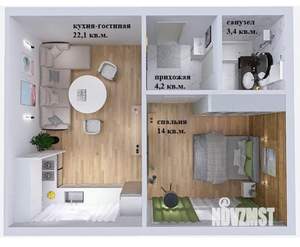 1-к квартира, вторичка, 44м2, 3/4 этаж