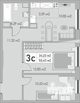 3-к квартира, вторичка, 53м2, 4/10 этаж