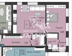 2-к квартира, вторичка, 67м2, 3/5 этаж