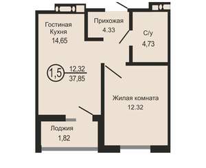 1-к квартира, вторичка, 38м2, 12/18 этаж