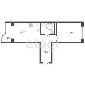 1-к квартира, вторичка, 46м2, 12/17 этаж