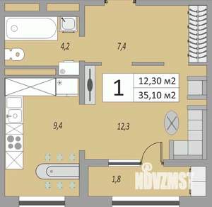 1-к квартира, вторичка, 35м2, 10/24 этаж