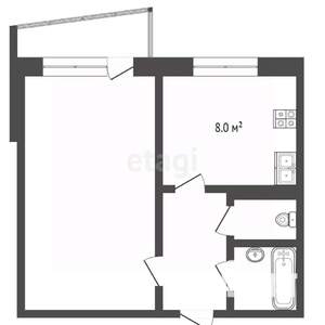 1-к квартира, вторичка, 33м2, 6/10 этаж