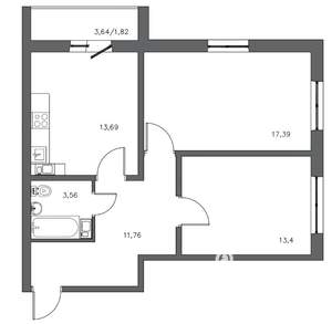 2-к квартира, вторичка, 62м2, 8/22 этаж