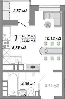 1-к квартира, вторичка, 25м2, 10/17 этаж