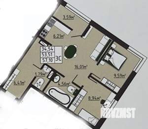 3-к квартира, вторичка, 57м2, 6/13 этаж