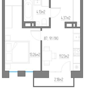 1-к квартира, вторичка, 35м2, 9/11 этаж
