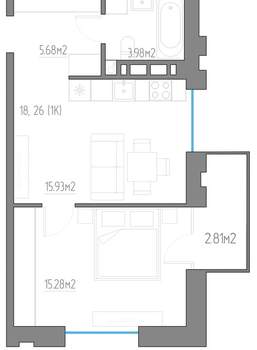 1-к квартира, вторичка, 44м2, 5/11 этаж