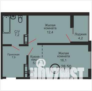 1-к квартира, вторичка, 51м2, 16/17 этаж