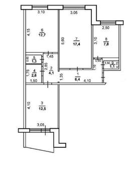 3-к квартира, вторичка, 66м2, 3/9 этаж